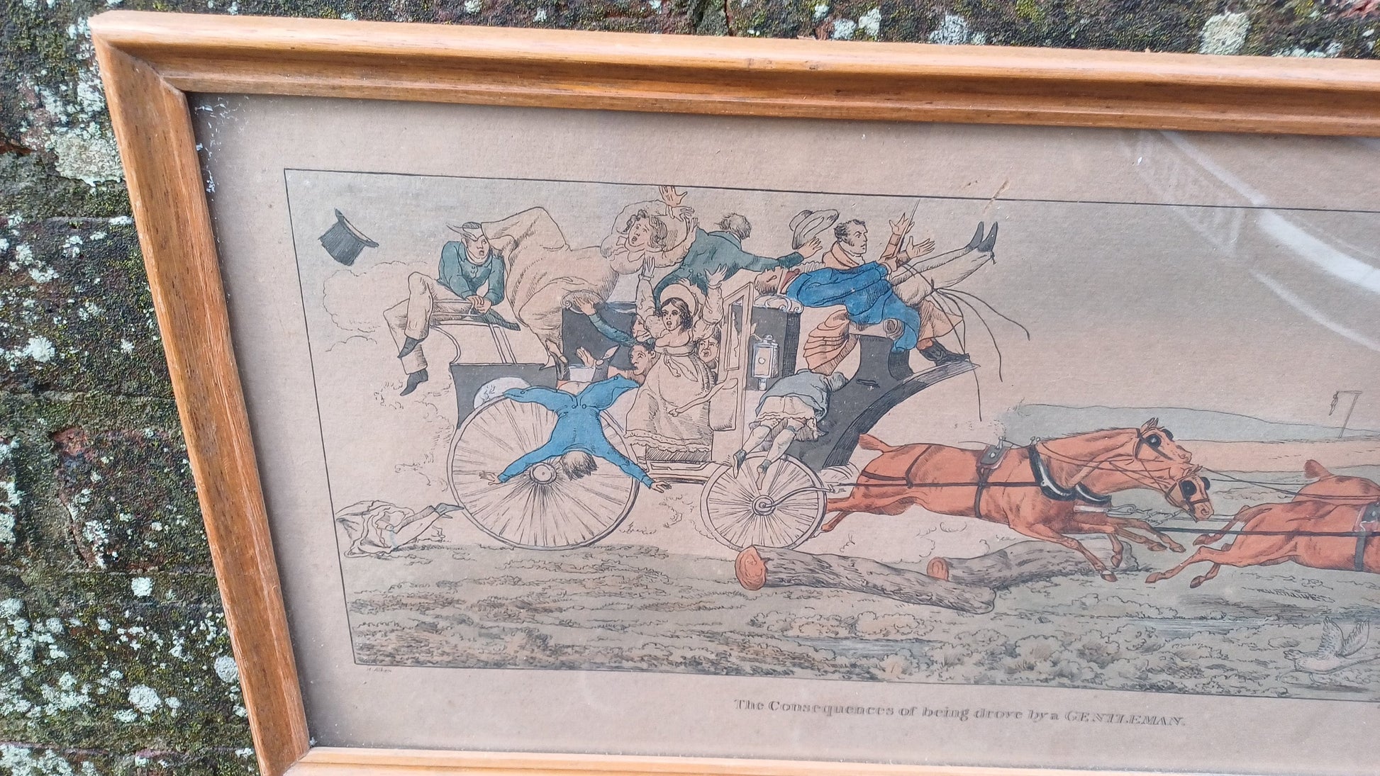 The Comforts & Consequences of being drove like a Gentleman drawn by Henry Alken early 1800s, published by Fuller, hand painted, Van Dorp Co
