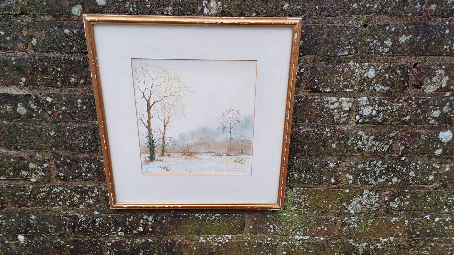 Beautifully Executed Original Watercolour of a Winter Snow Vista by Martin Vinson 1985