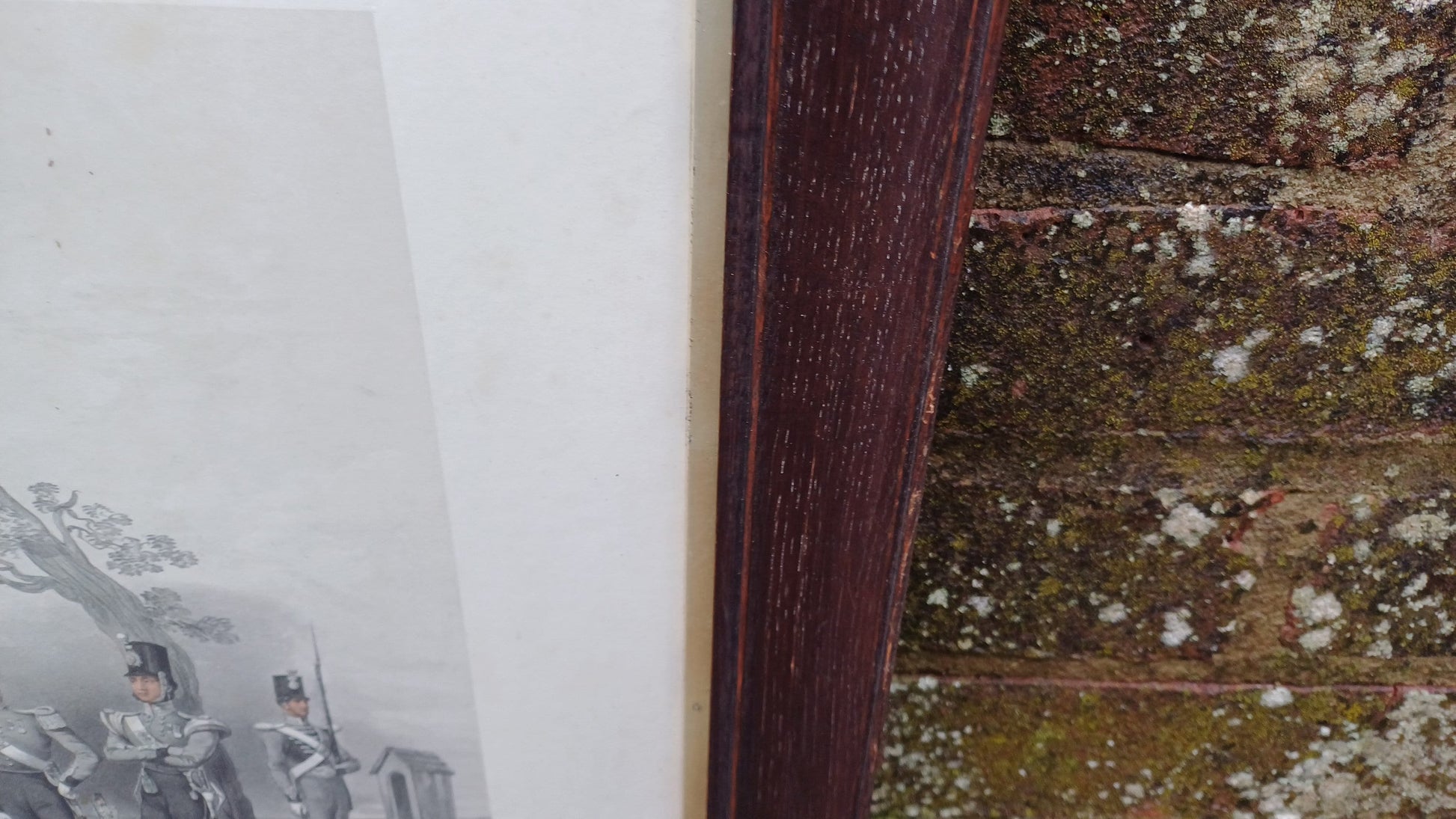 Vintage Military Print 50th (Queens Own) Regiment 1850. Glazed Oak Frame. E Walker Lithograph.
