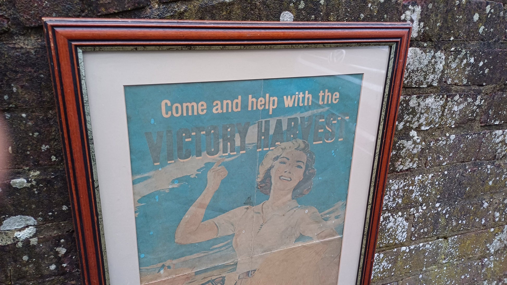 Genuine Vintage WW2 Poster in Modern Frame Presentation 'Come and help with the Victory Harvest'