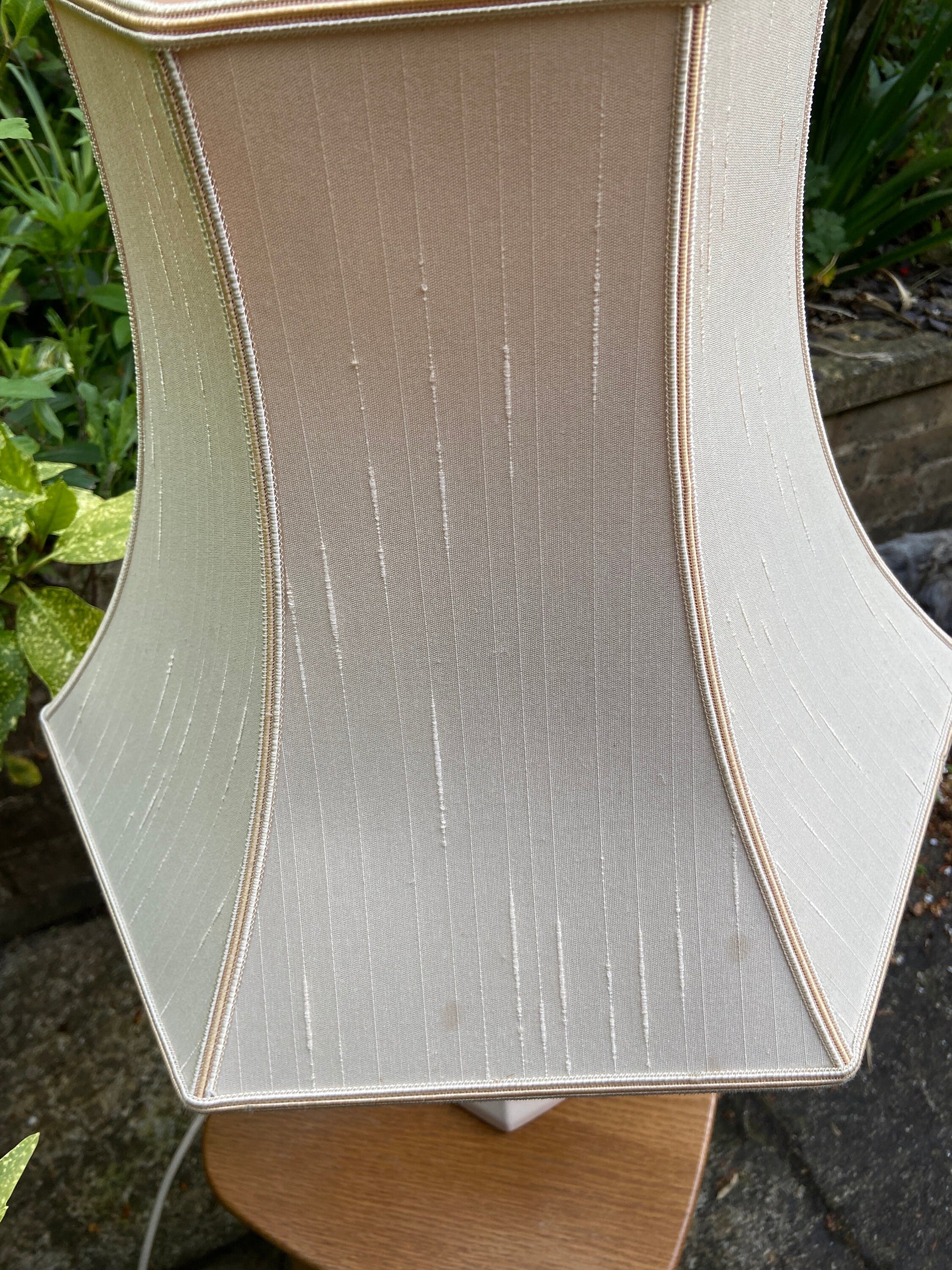 Vintage Baby Pink Pastel Pink St Michael’s ceramic glazed lamp base with vintage pink shade, table lamp, working vintage lamp, large