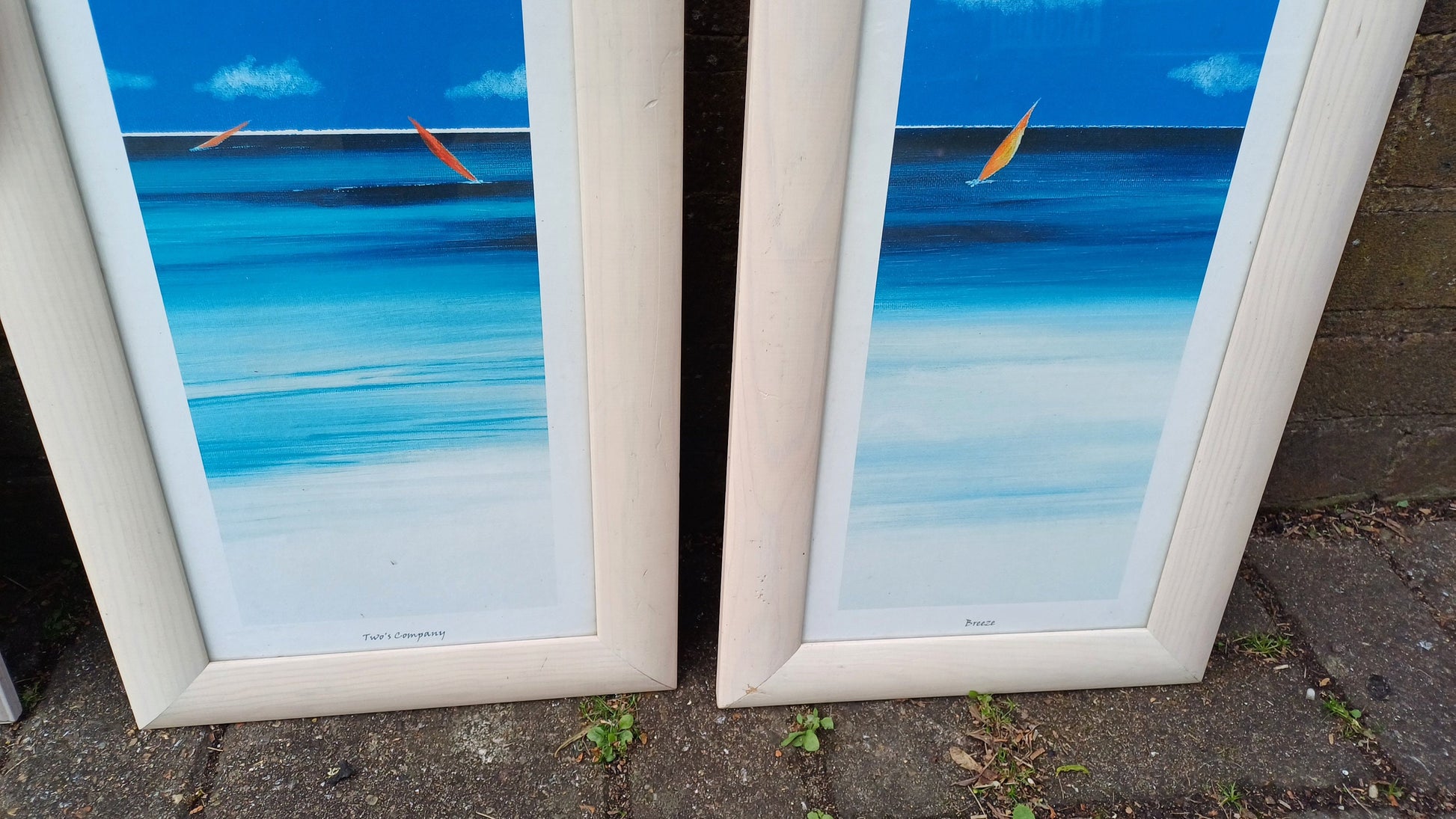 4 Sea Nautical Prints Sailing Seals 2 Pairs Wooden Frames. Paul Brent.