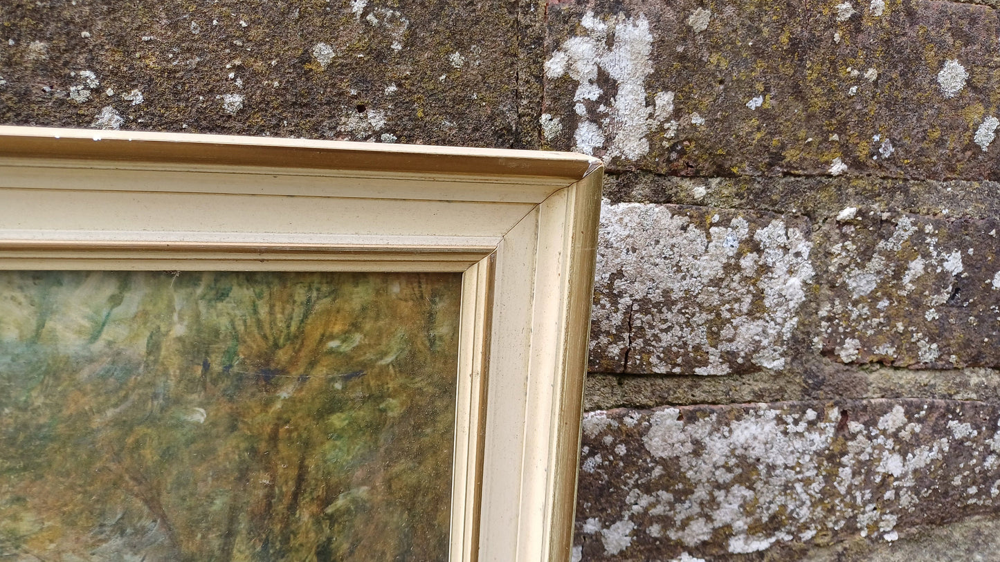 Large Iconic Vintage Impressionist Print ‘Two Sisters (On the Terrace)’ by Pierre-Auguste Renoir in Glazed Wooden Frame.