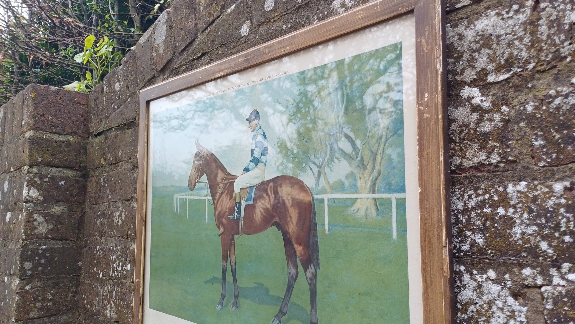 Large Wool Winder Horse Racing Portrait Antique Colour Print Equestrian St Leger British History Framed 55 x 44 cm