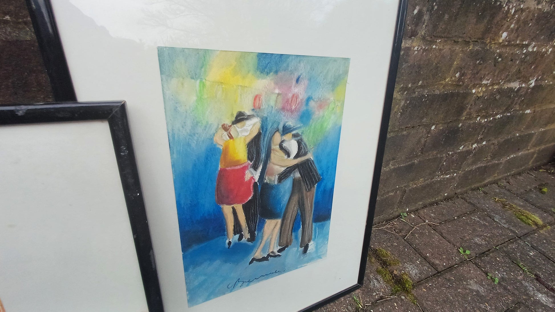 Quirky Spanish Dancers Set of Three Original Signed Pastel Paintings by Corinne Brenner.