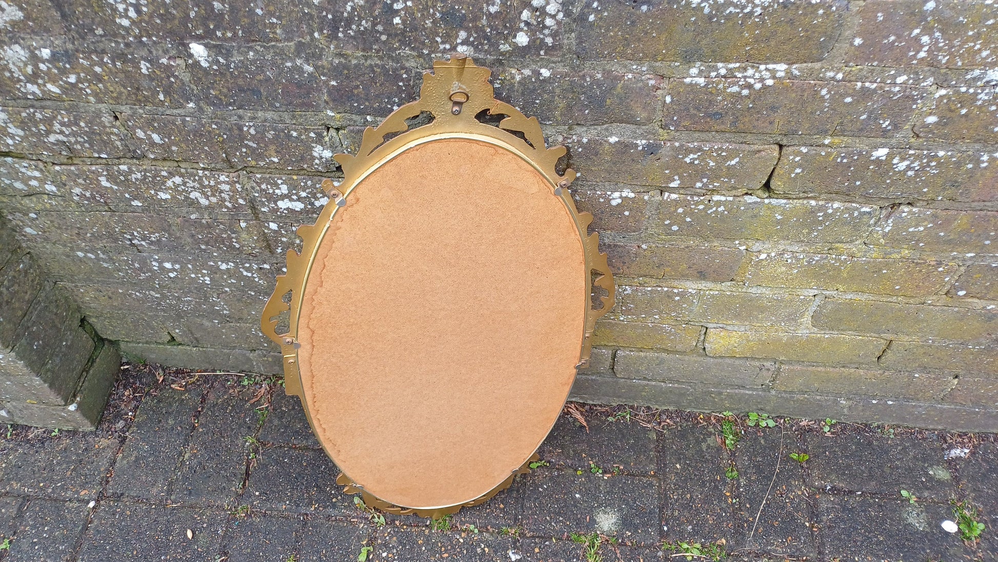 Vintage Gold Metal Mirror Arch Top with Decorative Motif Top