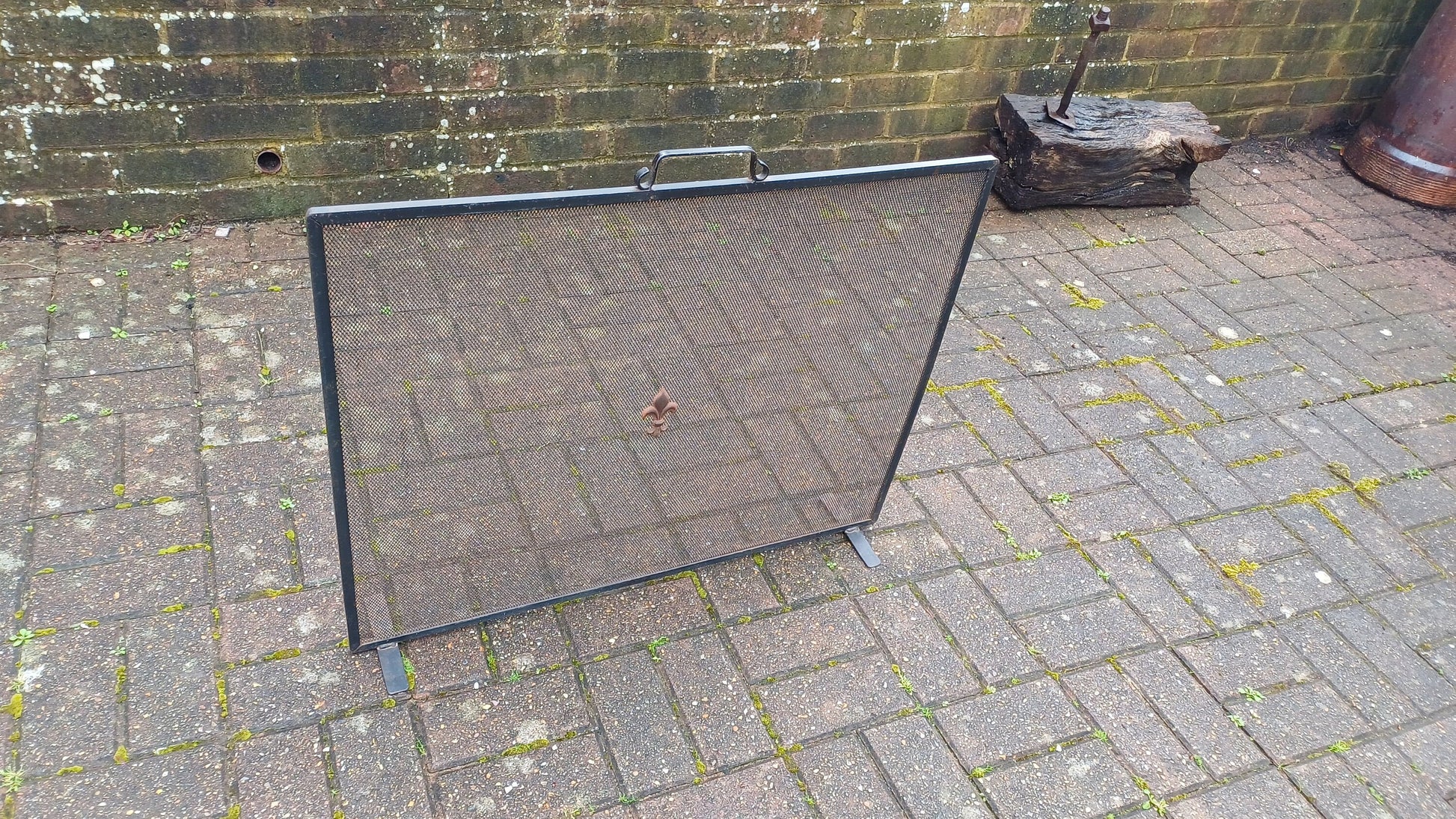 Vintage Metal 70s Fire Screen Guard Gauze Fireplace.