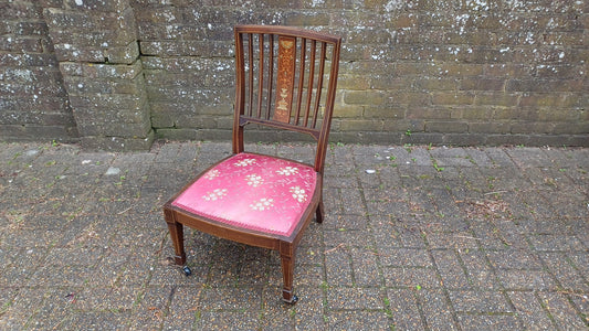 Vintage Inlaid Upholstered Occasional Bedroom Chair VGC