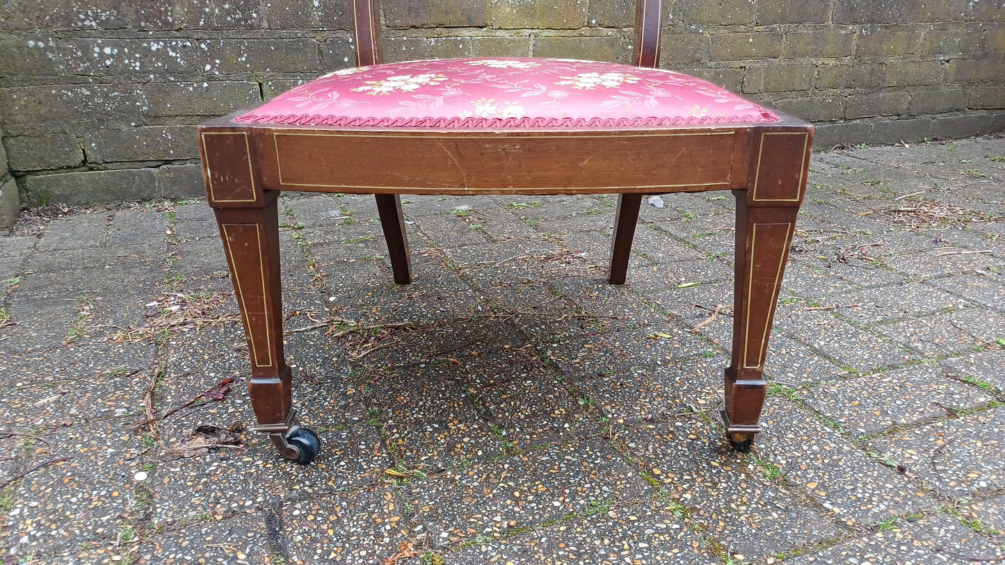 Vintage Inlaid Upholstered Occasional Bedroom Chair VGC