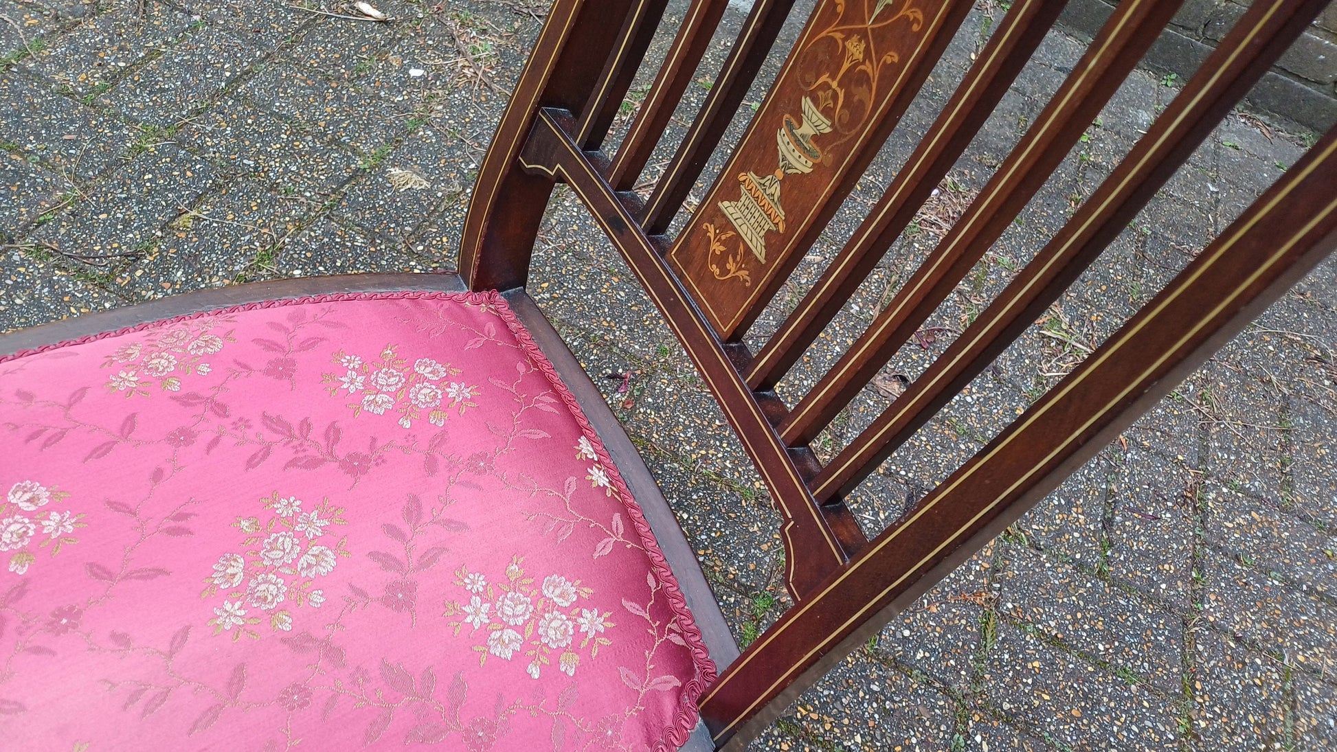 Vintage Inlaid Upholstered Occasional Bedroom Chair VGC