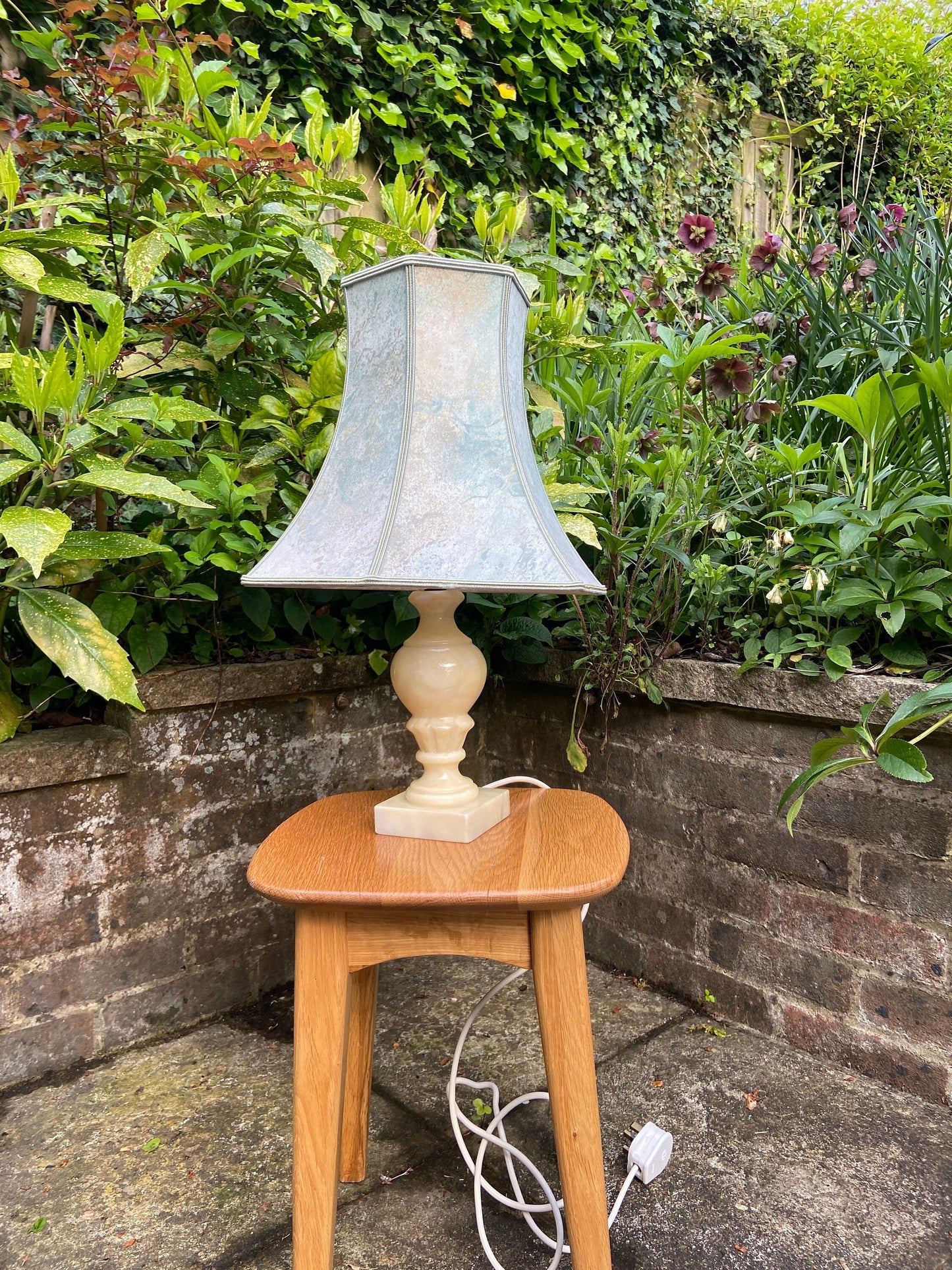 charneca alabaster lamp working with vintage shade