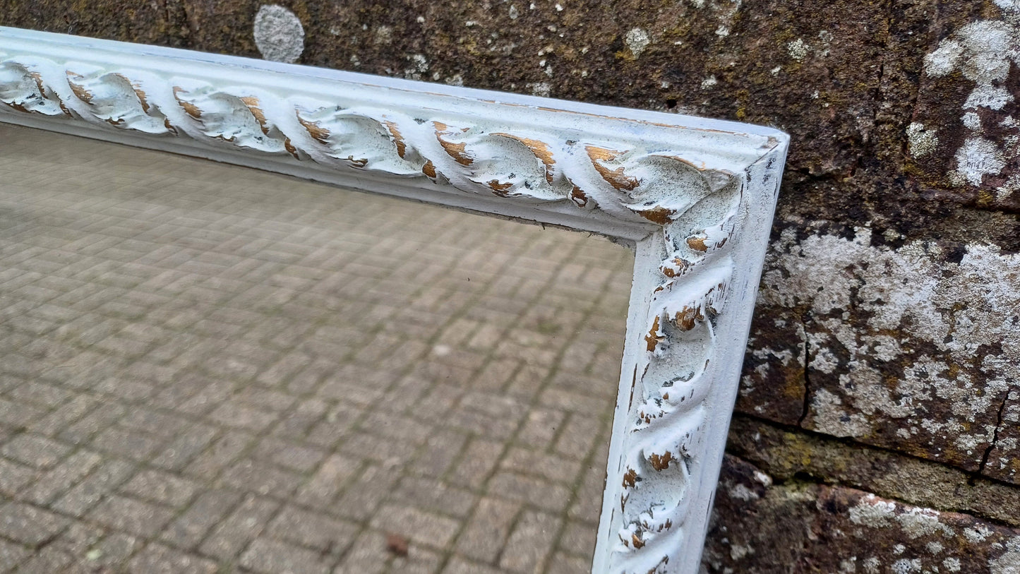 Vintage Painted Ornate 60s 70s Wall Mirror Farrow and Ball Gold Highlights