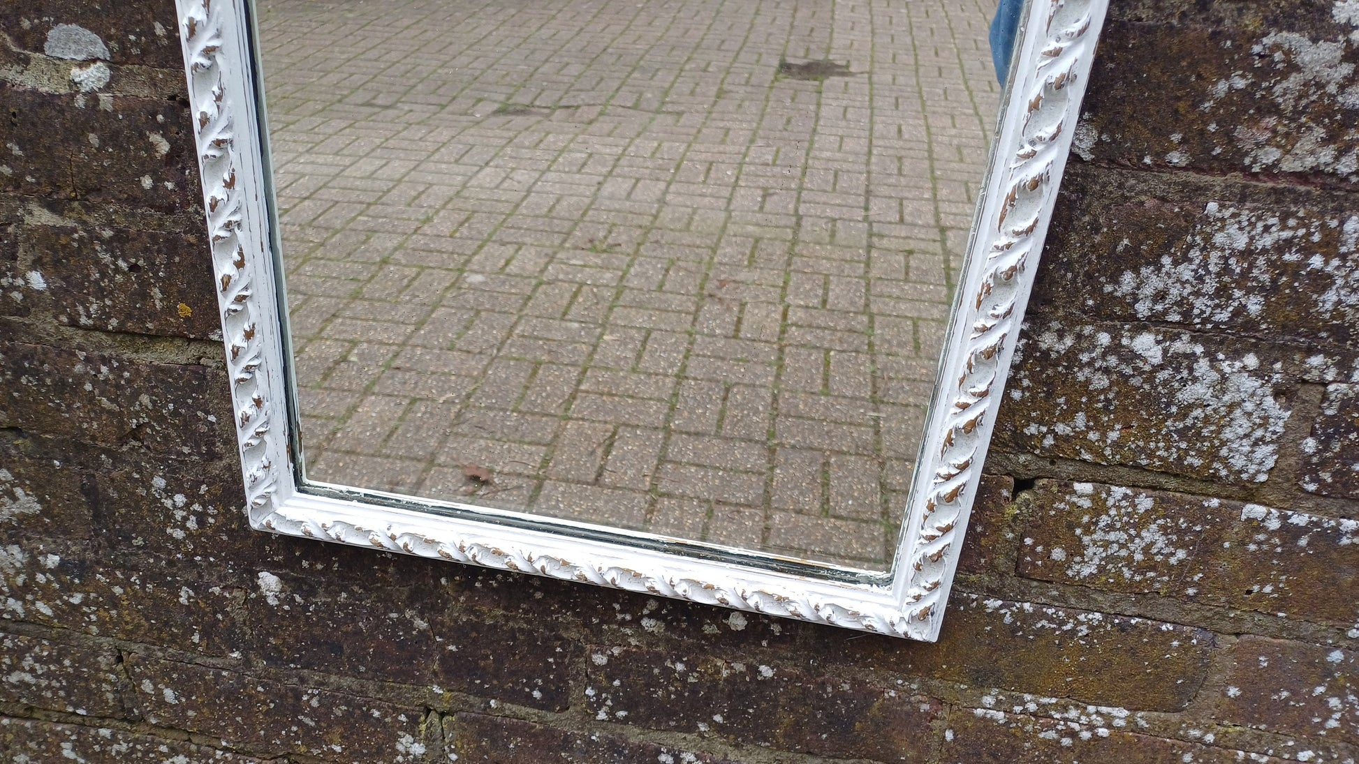 Vintage Painted Ornate 60s 70s Wall Mirror Farrow and Ball Gold Highlights