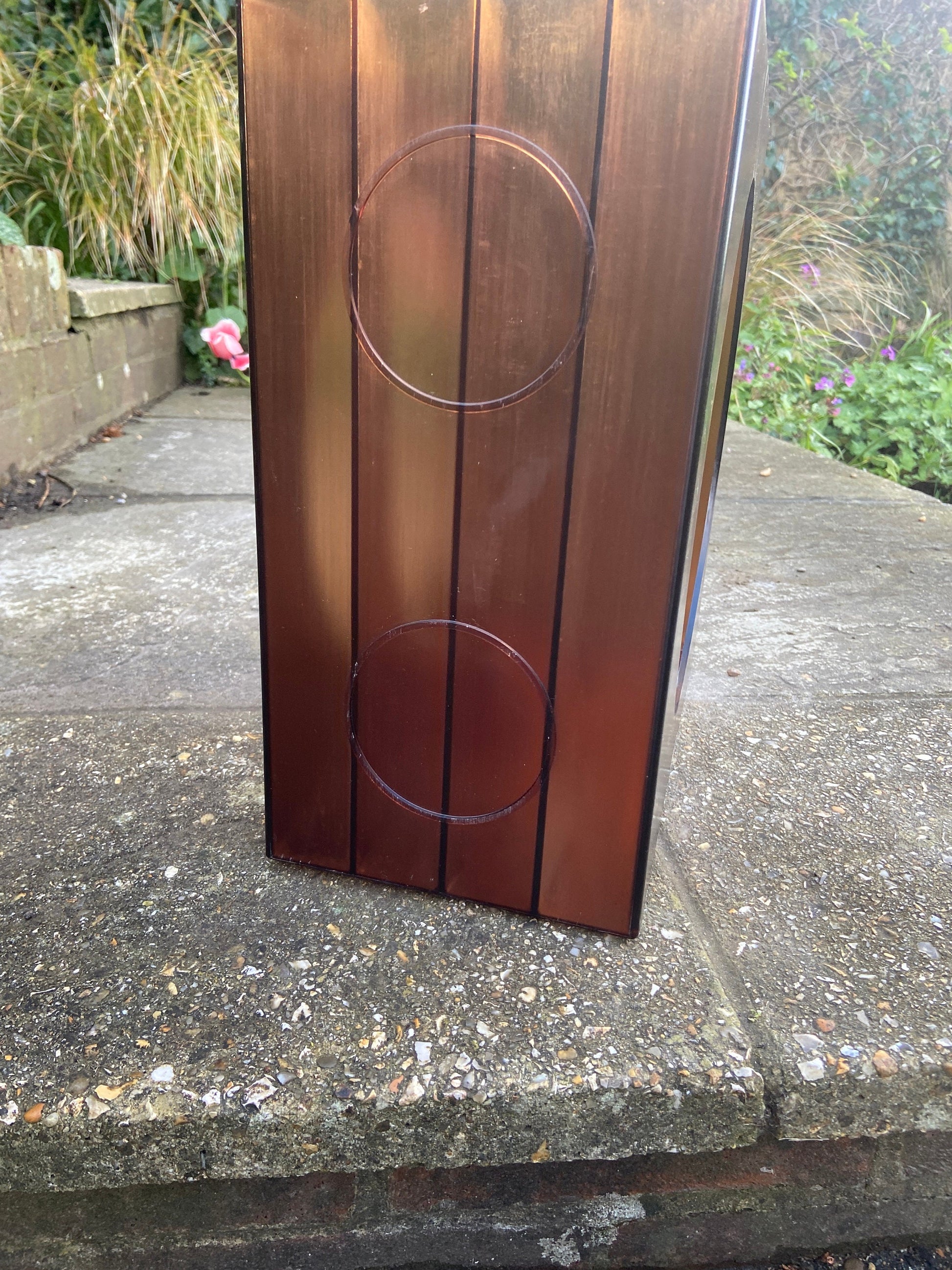 Retro Schweizer amber coloured plastic Vinyl LP 12" Record holder (approx 32 LPs)