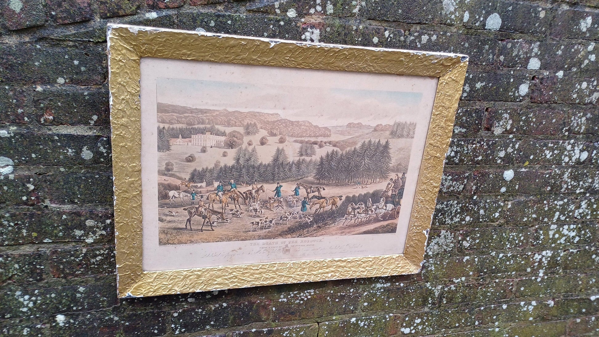 Hunting picture, Death of the Roebuck, Whatcombe House, Engraving by Alken and Reeve