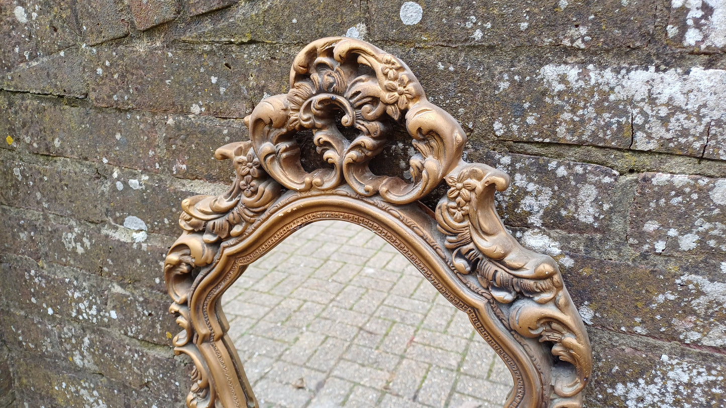 Large Vintage 60’s Plaster Ornate Gold Gilt Decorative Wall Mirror.
