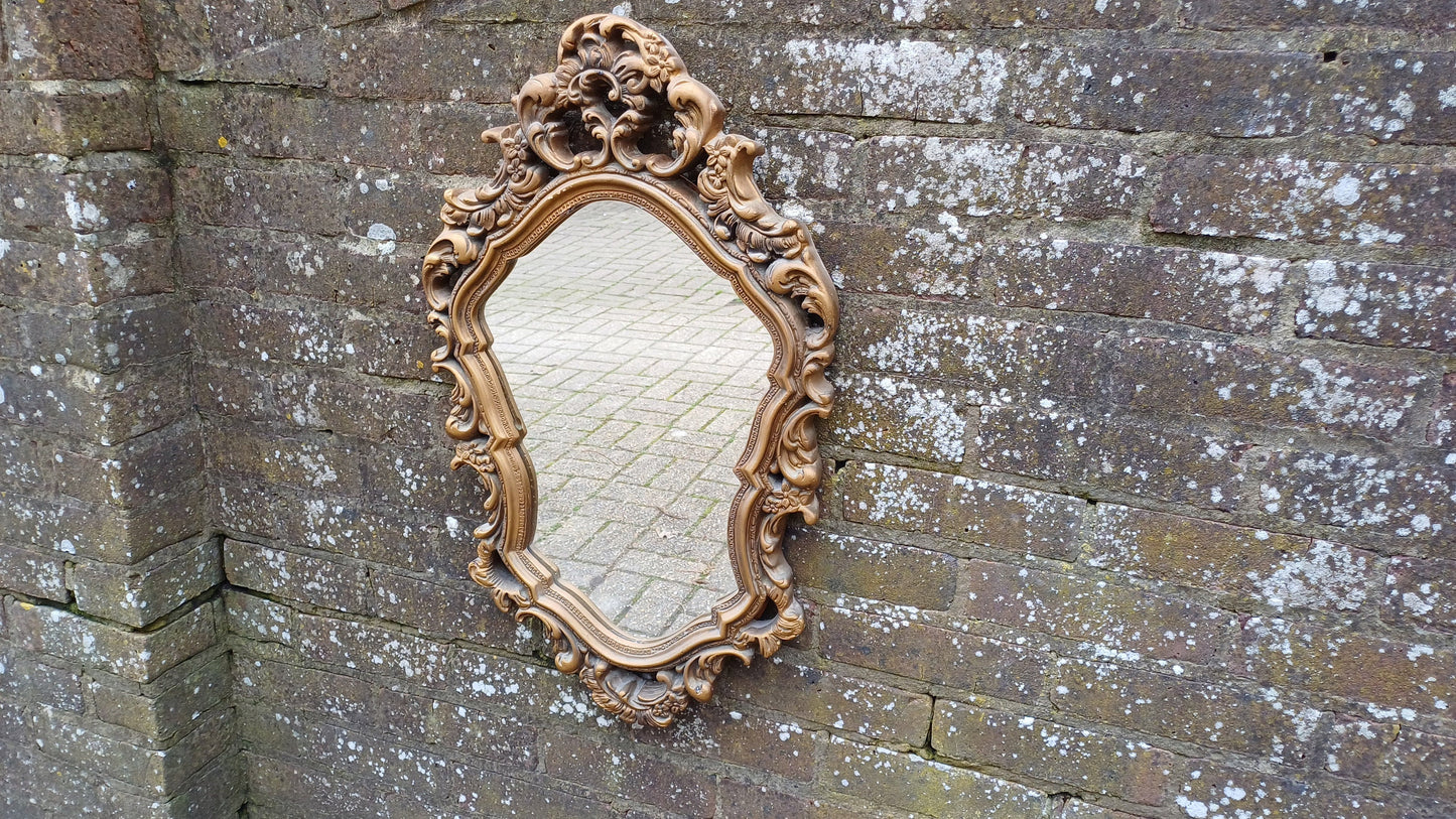 Large Vintage 60’s Plaster Ornate Gold Gilt Decorative Wall Mirror.