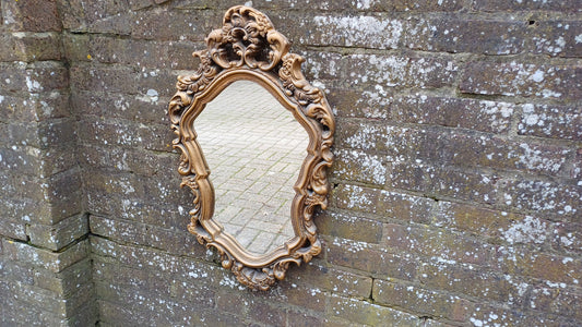 Large Vintage 60’s Plaster Ornate Gold Gilt Decorative Wall Mirror.