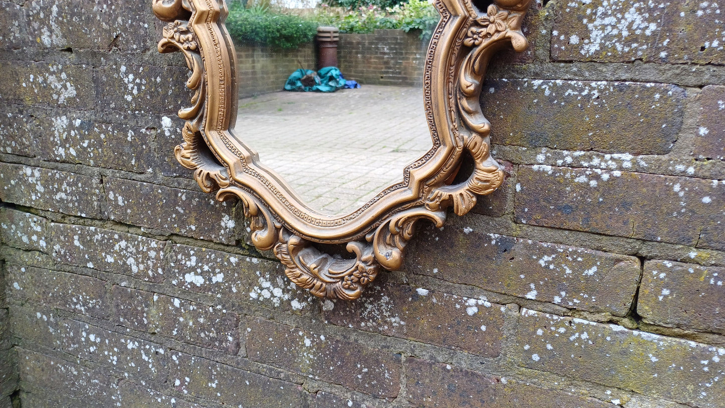 Large Vintage 60’s Plaster Ornate Gold Gilt Decorative Wall Mirror.