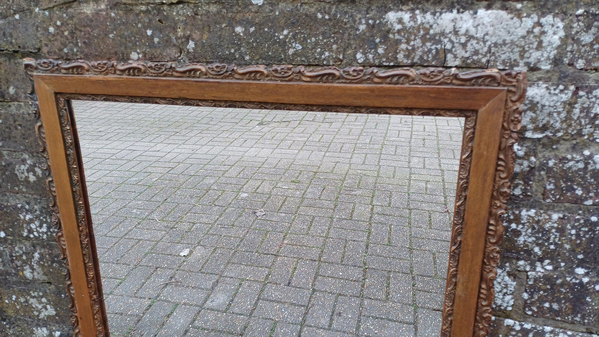 Wonderful Vintage Mixed Wood and Gesso Moulded Decorative Wall Mirror