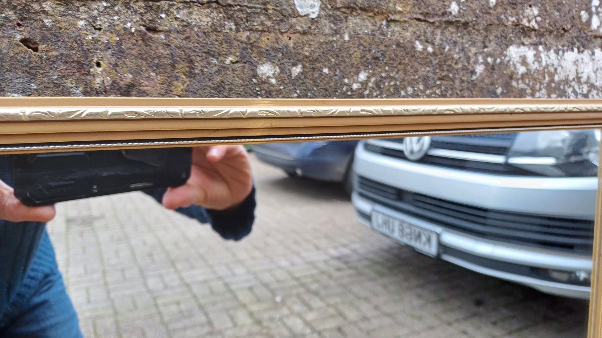 Good Sized Vintage 70s Retro Gilt Gold Wall Mirror.