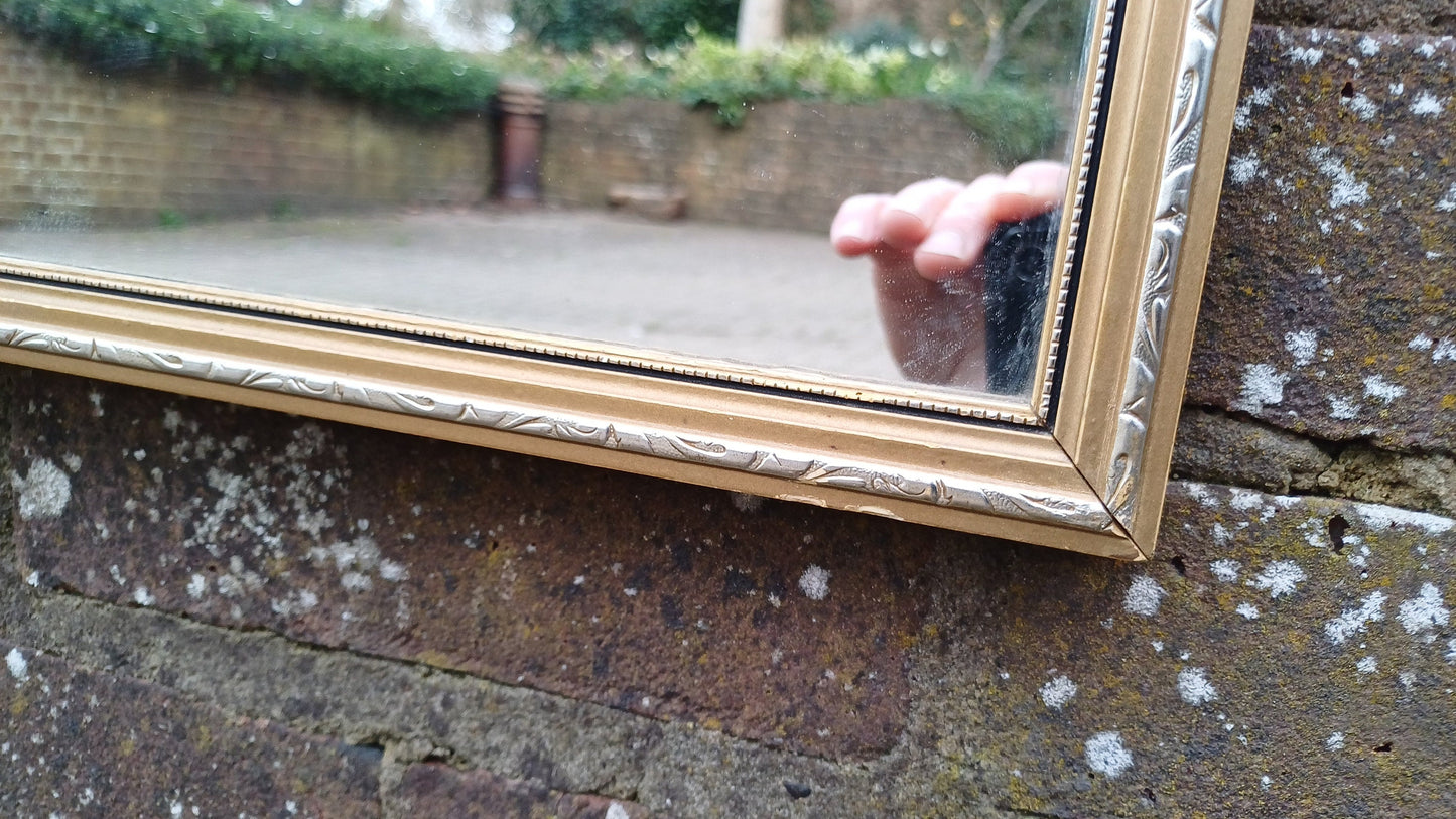 Good Sized Vintage 70s Retro Gilt Gold Wall Mirror.