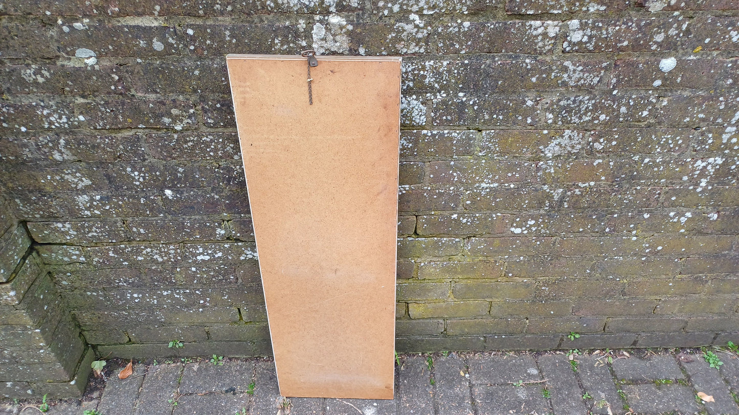 Lovely Bespoke Long Vintage 70s Gold Gilt Wall Mirror. Upcycled White and Gold Finish.