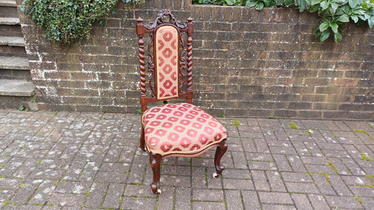 Exquisite Mahogany Upholstered Occasional Chair Superb Carved Features