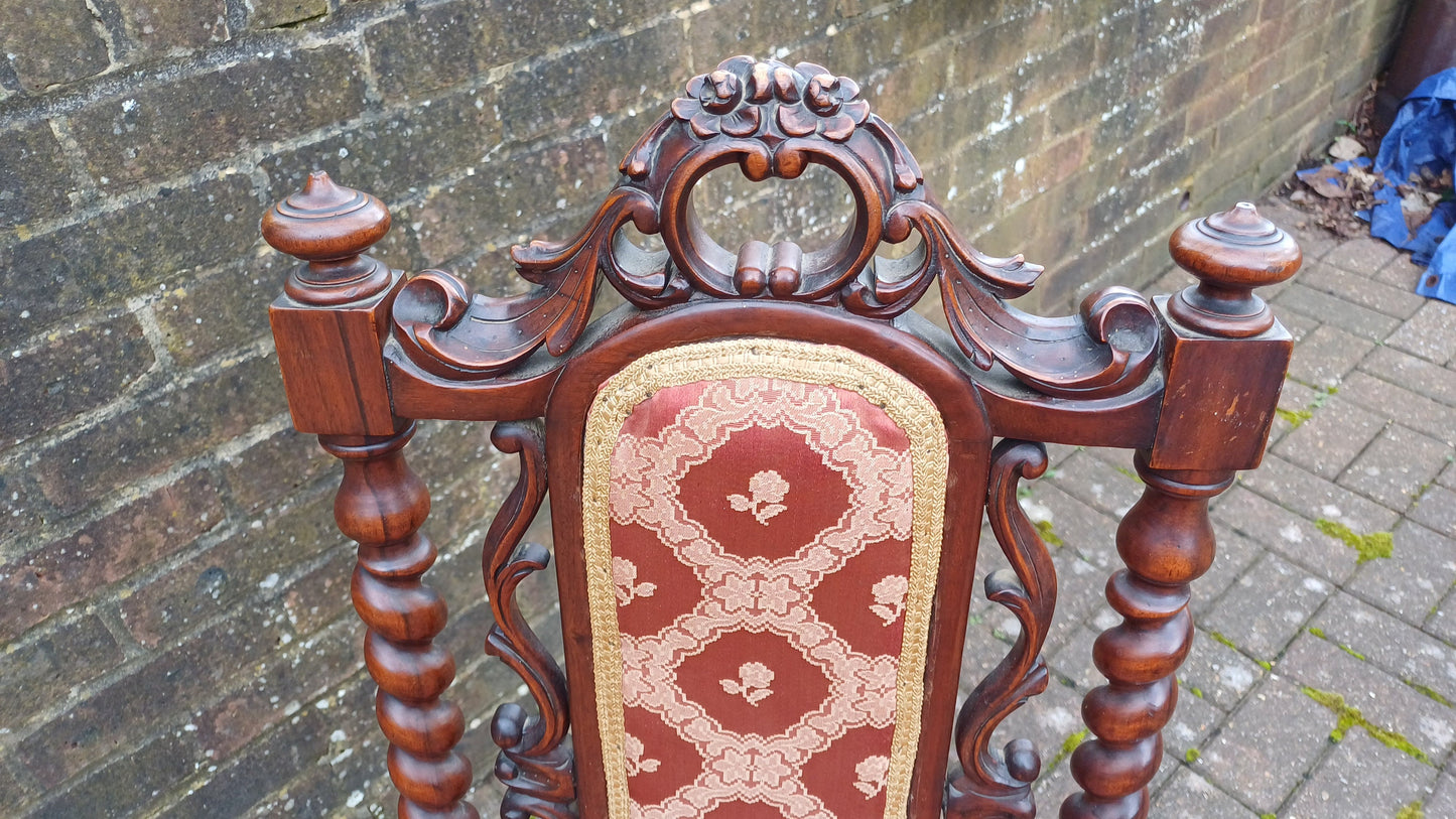Exquisite Mahogany Upholstered Occasional Chair Superb Carved Features