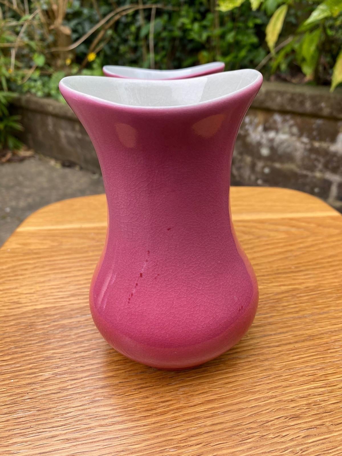 Pretty pink pair Soho Pottery Cobridge vintage vases - excellent condition