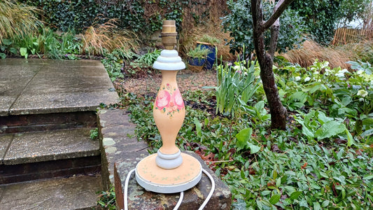 painted, french wooden lamp