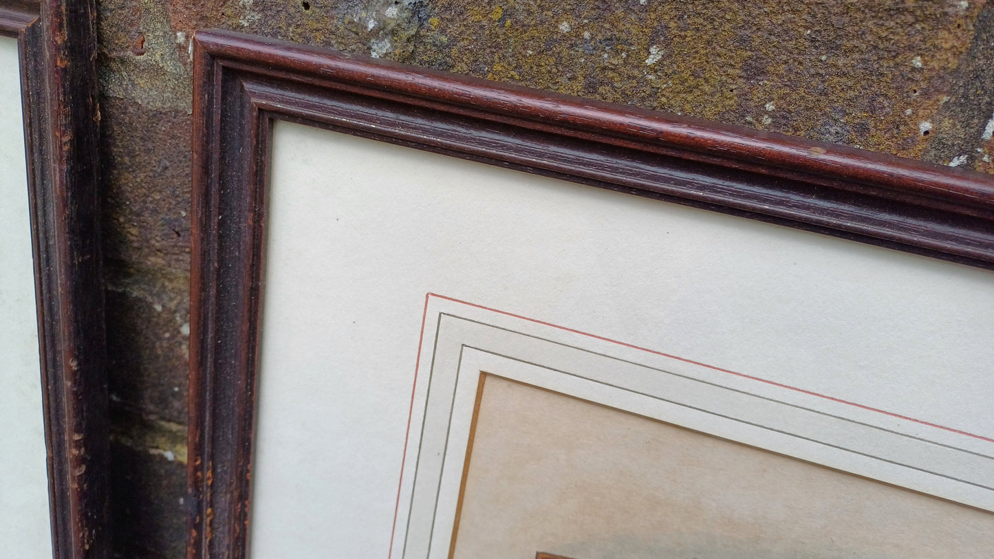 Lovely Pair of 60s 70s Vintage Cartoon Prints Stagecoach Horses Dickens Scenes CB Newhouse Wooden Frames Horse and Carriage.
