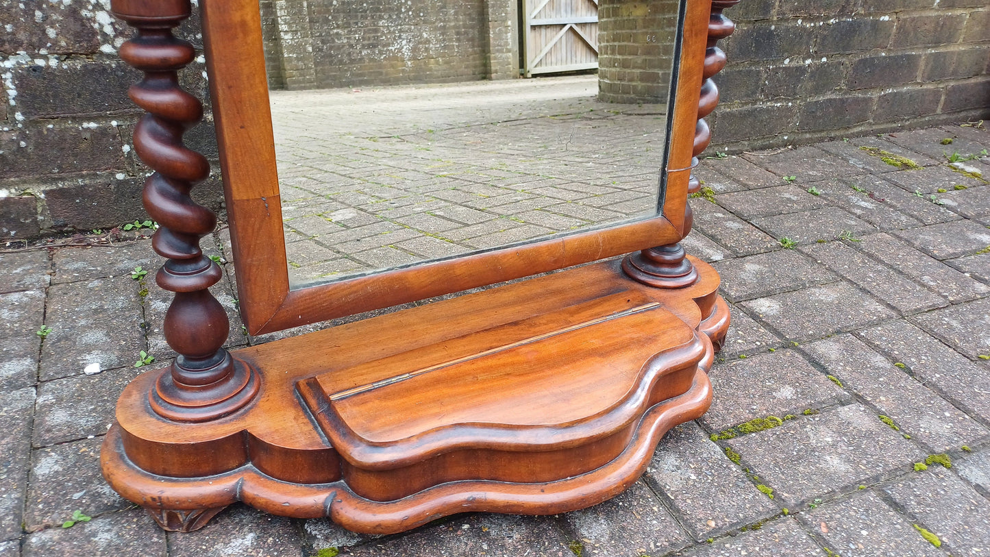 Huge Beautiful Classic Victorian Dressing Table Mirror with Trinket Compartment Barley Twist Supports. Free Hand Delivery. Adjustable Swing.