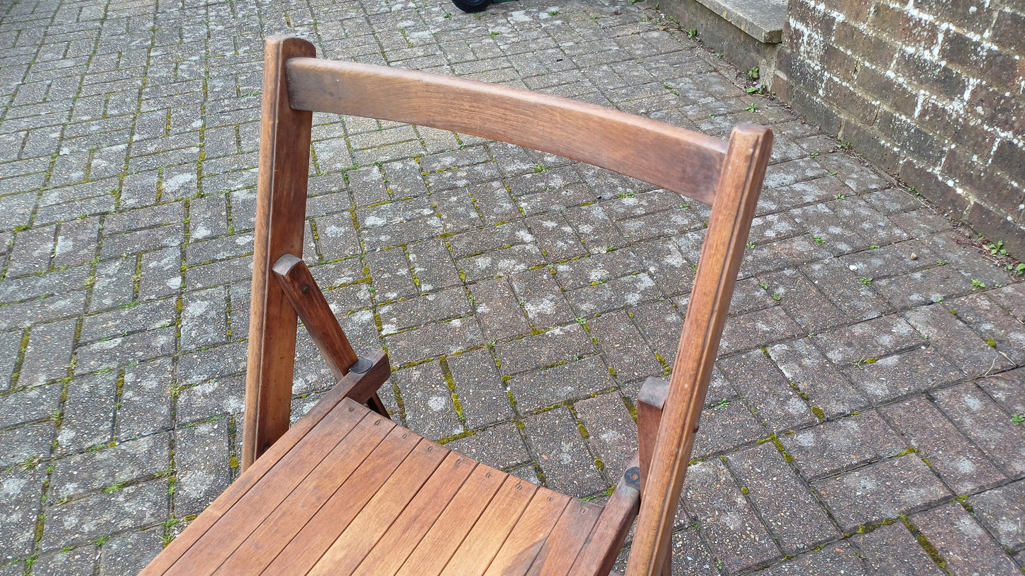 Pre-War Vintage Solid Beech Folding Chair Inside or Garden