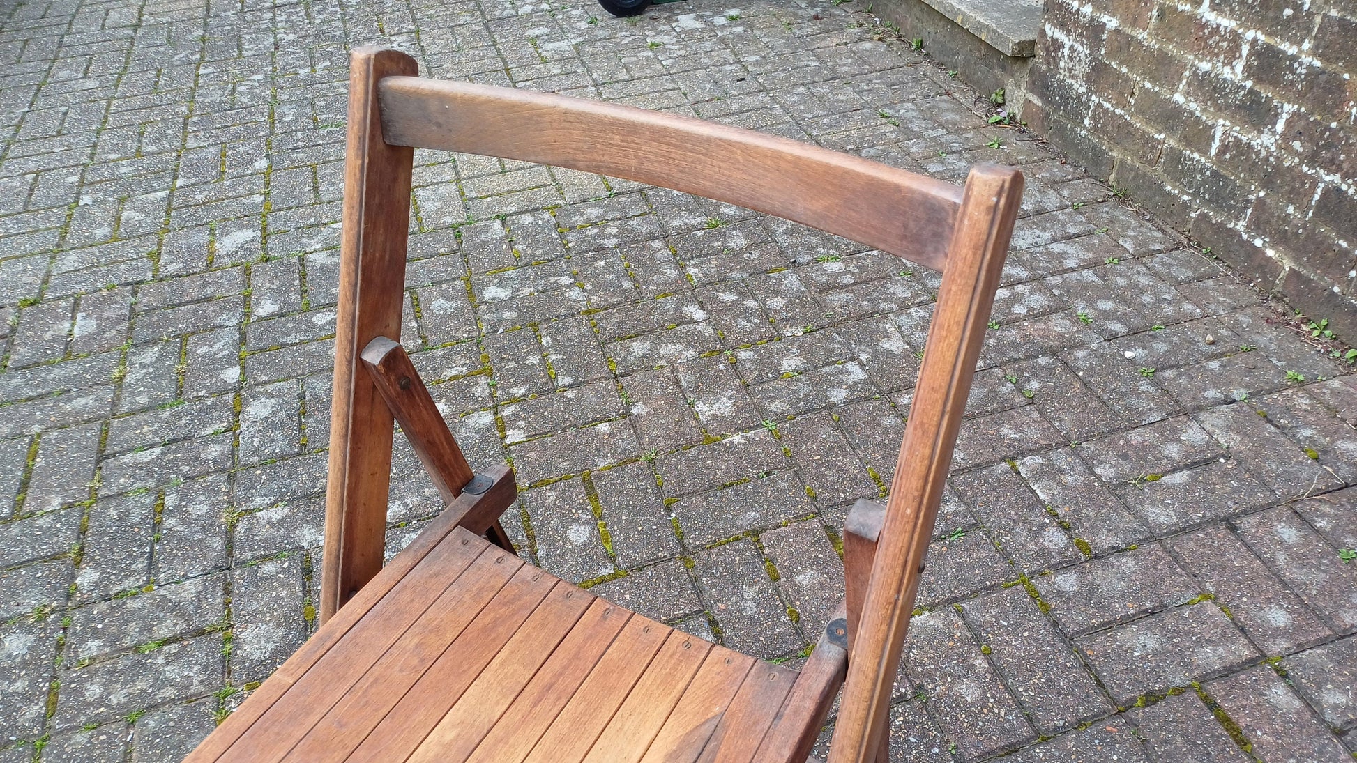Pre-War Vintage Solid Beech Folding Chair Inside or Garden