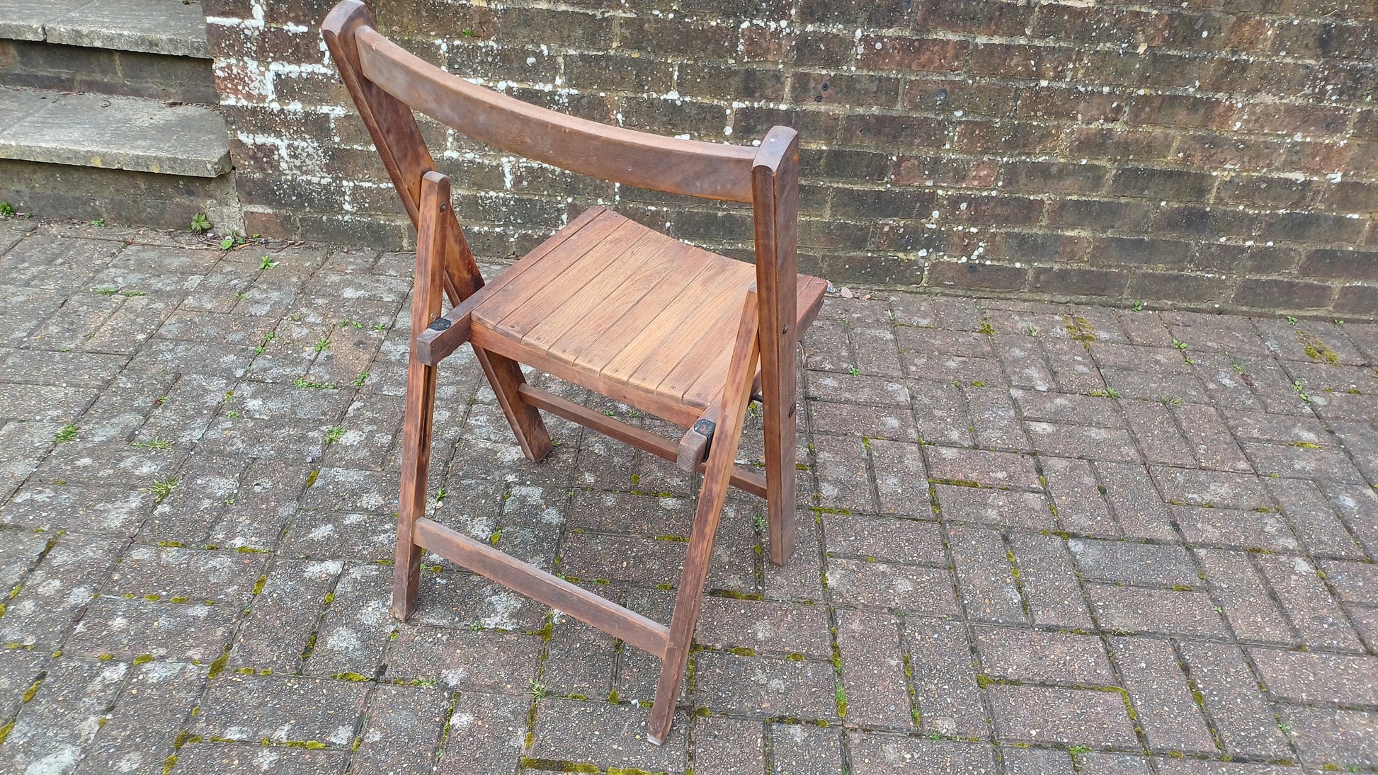 Pre-War Vintage Solid Beech Folding Chair Inside or Garden