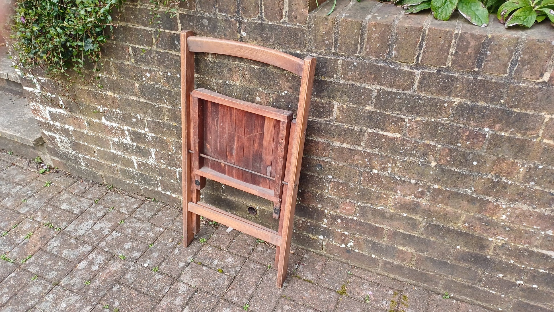 Pre-War Vintage Solid Beech Folding Chair Inside or Garden
