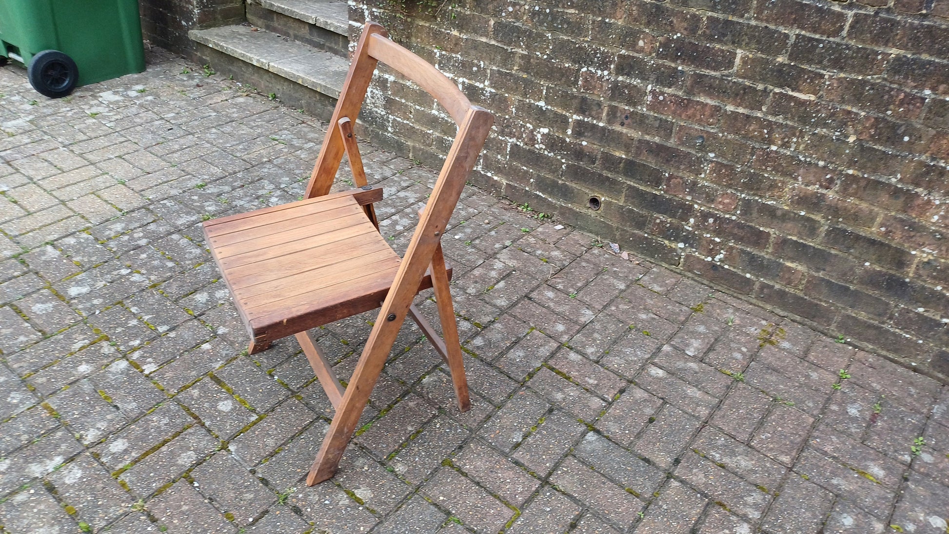 Pre-War Vintage Solid Beech Folding Chair Inside or Garden