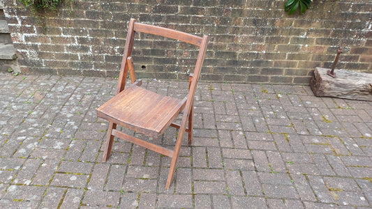 Pre-War Vintage Solid Beech Folding Chair Inside or Garden