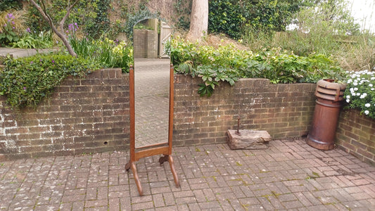 Quality Vintage Solid Oak Cheval 1920s Mirror Full Length.