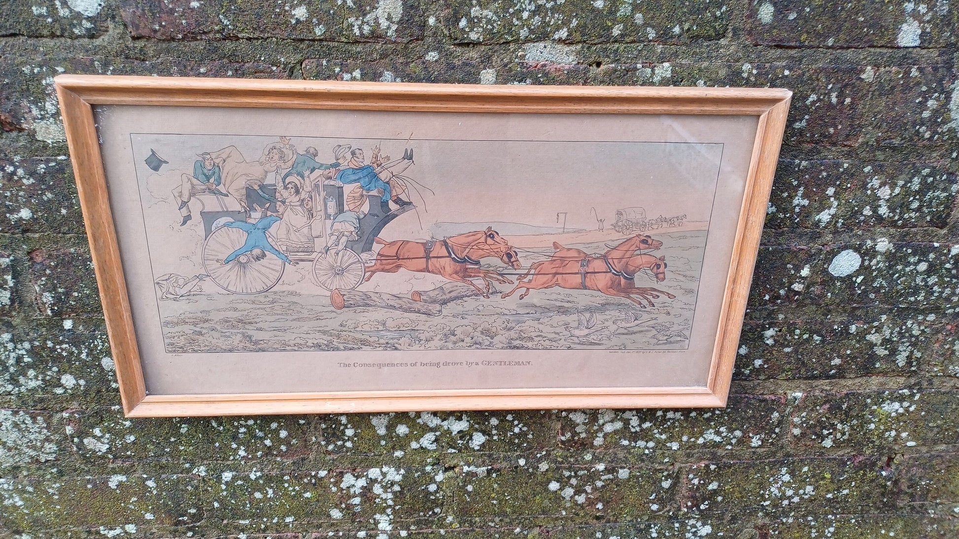 The Comforts & Consequences of being drove like a Gentleman drawn by Henry Alken early 1800s, published by Fuller, hand painted, Van Dorp Co