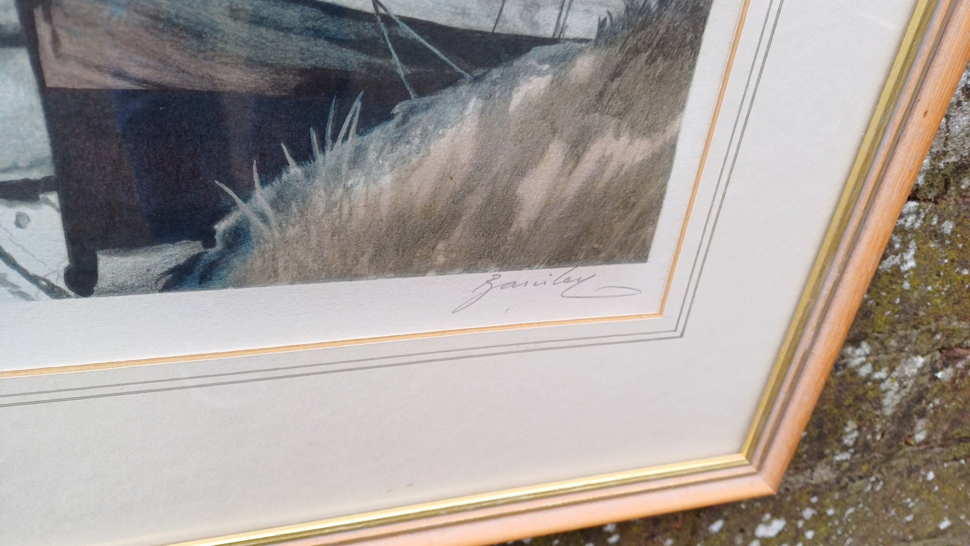 Calming vintage signed Artist Proof Print signed of Boats Yachts in a Harbour- lovely watercolour, this print is number VI/XV - large size