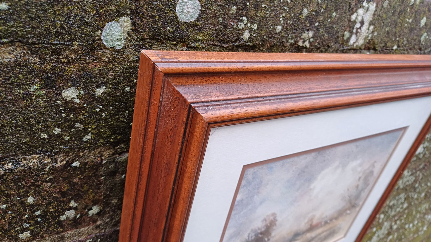 Authentic vintage watercolour by John Humphries, titled Late Autumn Landscape; original waer colour, vintage art framed watercolour
