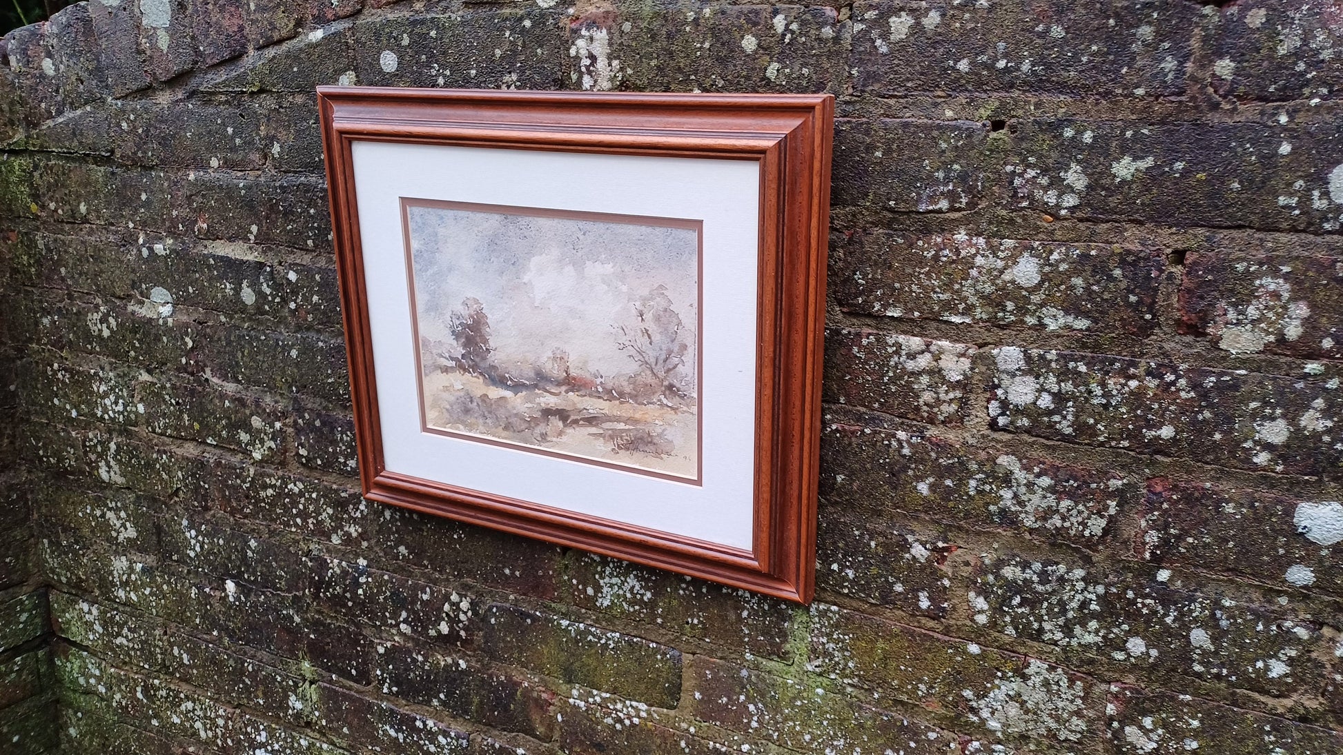 Authentic vintage watercolour by John Humphries, titled Late Autumn Landscape; original waer colour, vintage art framed watercolour