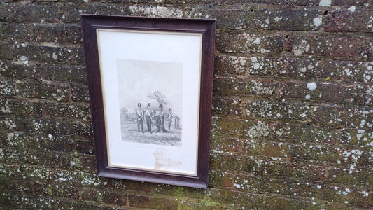Vintage Military Print 50th (Queens Own) Regiment 1850. Glazed Oak Frame. E Walker Lithograph.