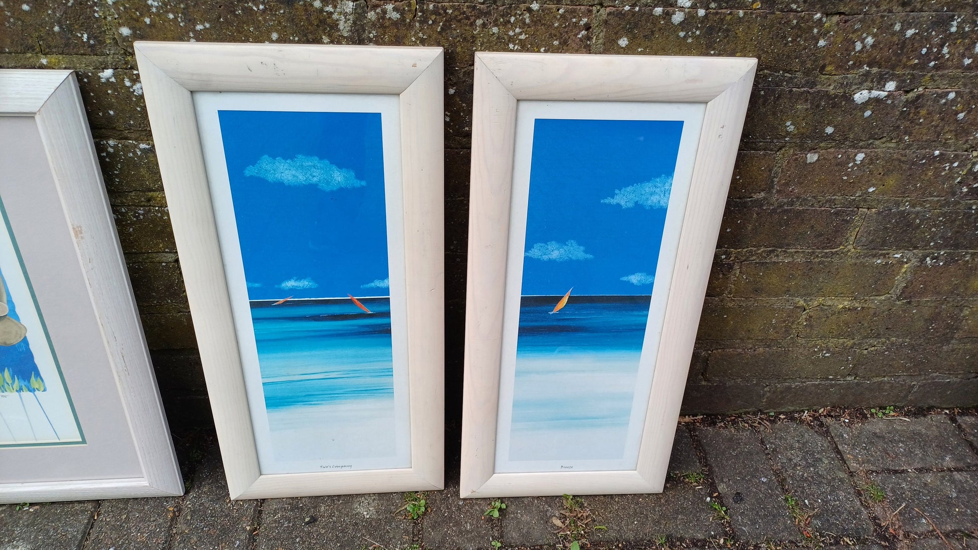 4 Sea Nautical Prints Sailing Seals 2 Pairs Wooden Frames. Paul Brent.