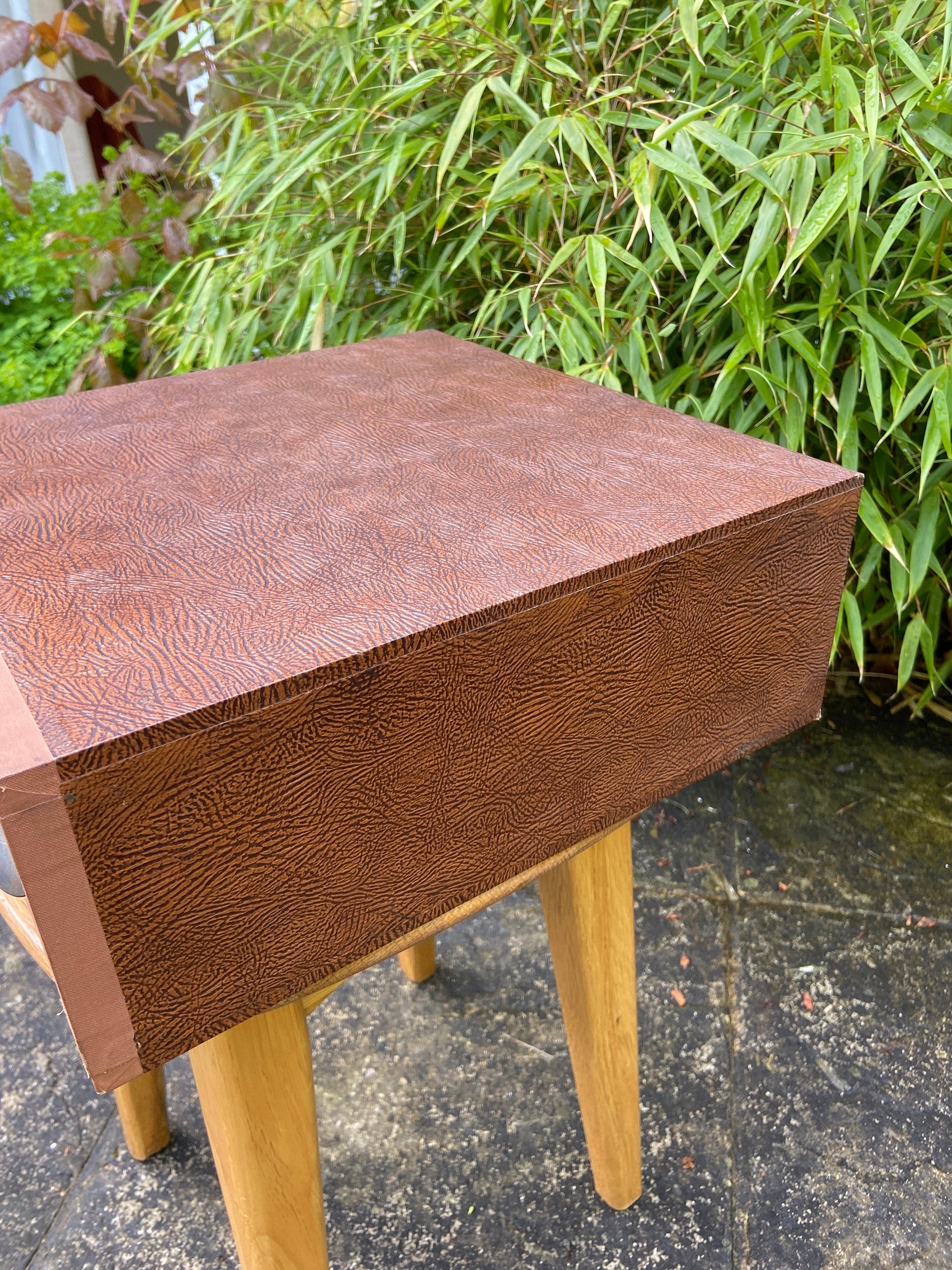 Vintage filing drawers, storage drawers, office storage - Mock crocodile skin, Faux animal skin, authentic, metal label holders
