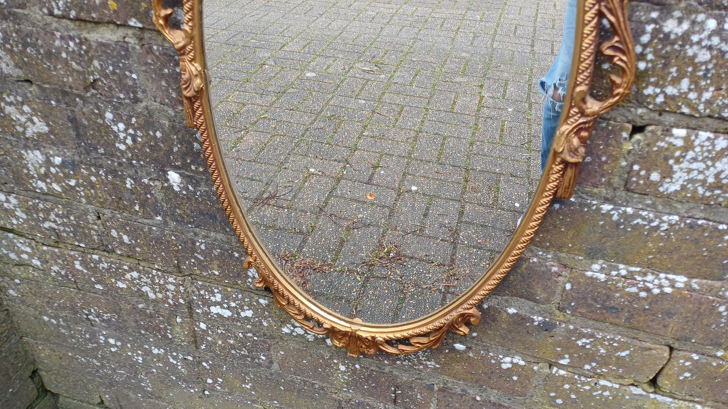 Vintage Gold Metal Mirror Arch Top with Decorative Motif Top