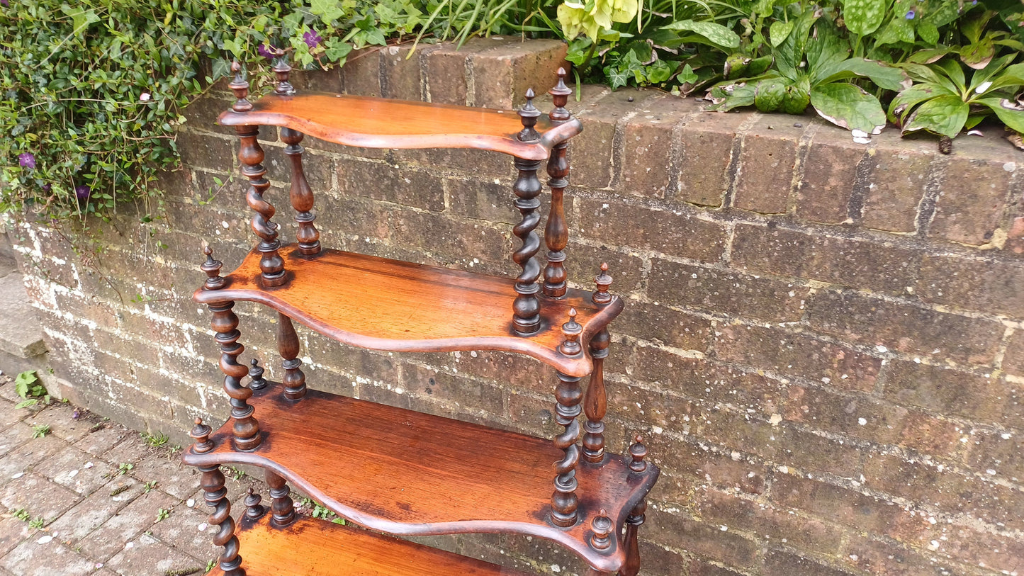 Exquisite Victorian Wot Not Graduated Shelves Turnings and Finials VGC