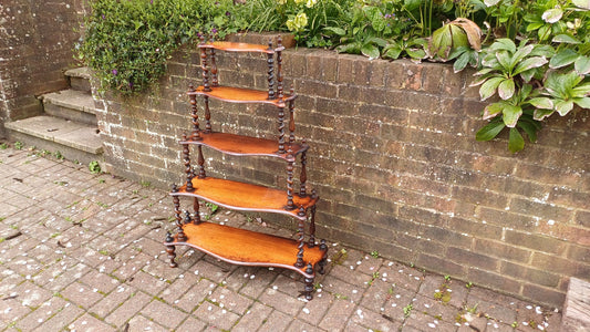 Exquisite Victorian Wot Not Graduated Shelves Turnings and Finials VGC
